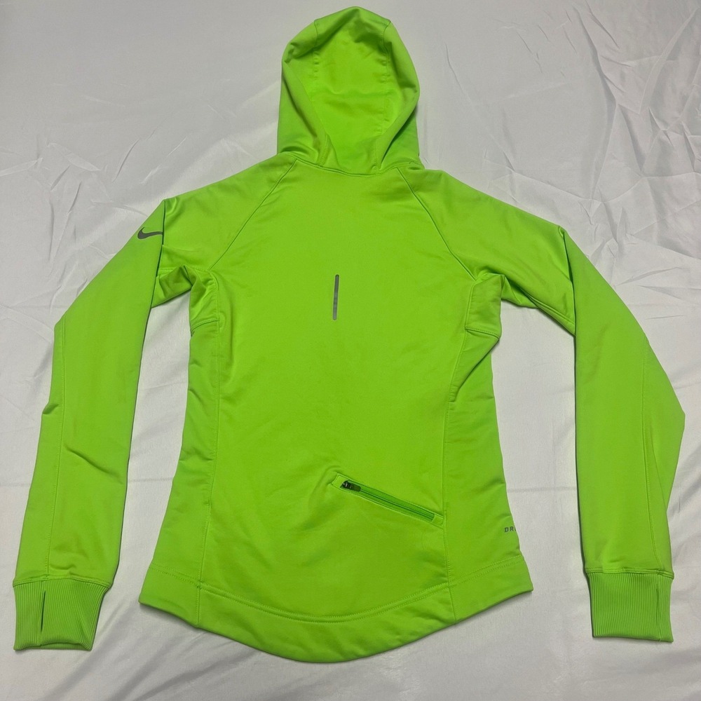 Nike Dri-FIT Womens Neon Green Quarter Zip Running Hoodie XS - Picture 6 of 7